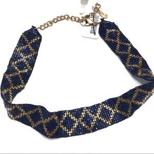 Free People | Navy Oasis Metallic Beaded Choker